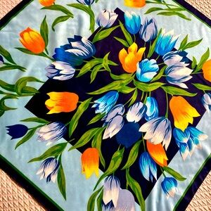 TULIP TIME , vintage floral scarf